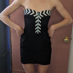 Black Bodycon Minidress with Intricate Beading Detail